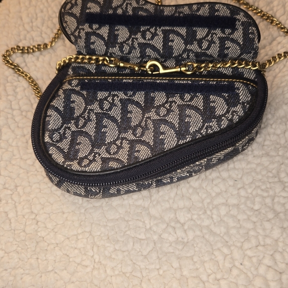 Christian Dior Vintage Saddle Bag Pouch Clutch with Chain Trotter Diorissimo - Picture 13 of 16